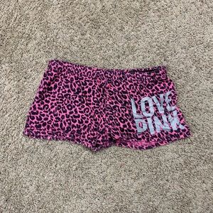 Pink cheetah print sleep shorts